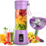 Portable Rechargeable USB Juicer Blender – 6 Blade Mini Fruit Mixer Cup (Purple)