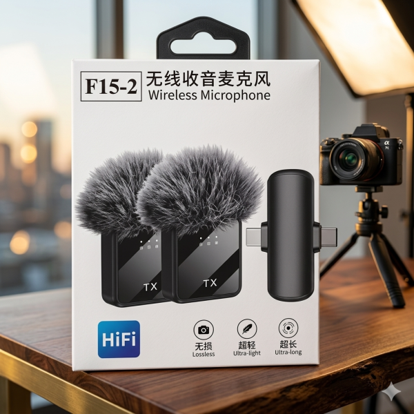 F15-2 Wireless Microphone 2 in 1 Collar Android and Iphone