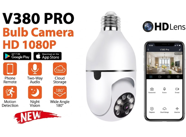 V380 3MP E27 Bulb WIFI Cc Camera